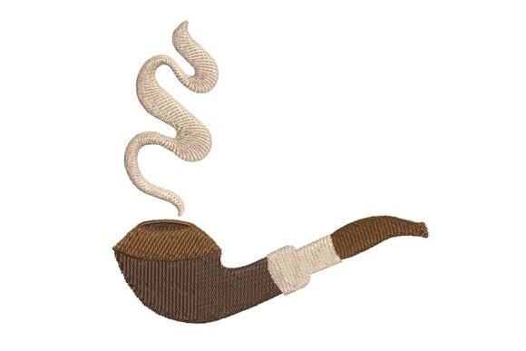 Classic Smoking Pipe with Smoke Embroidery Design