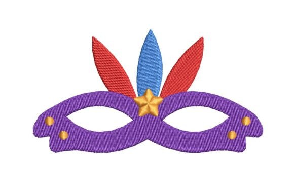 Colorful Feathered Masquerade Mask with Star Embroidery Design