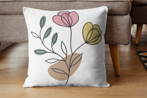 Colorful Floral Line Art Embroidery