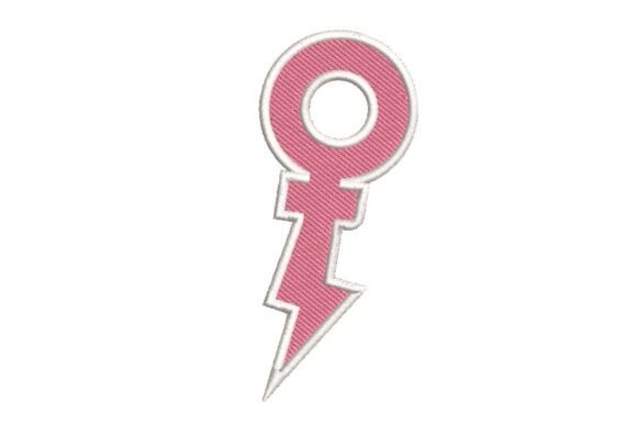 Empowered Female Symbol with Lightning Bolt Embroidery Design