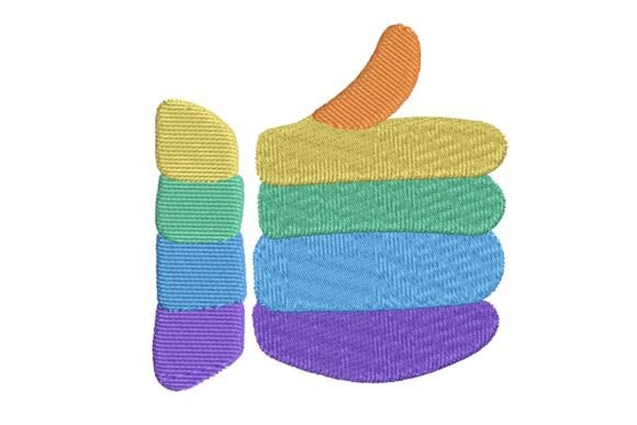 Rainbow Thumbs Up Approval Hand Embroidery Design Review