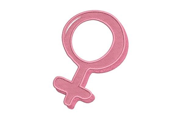 Textured Pink Female Gender Symbol Embroidery Design Review